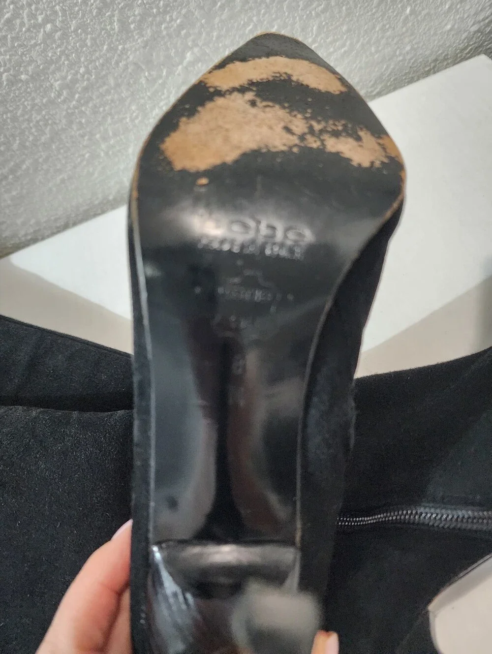 Vintage Bebe Black Suede Knee High Boots Y2K Pointed Toe Stiletto Spain Size 7.5